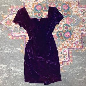 vintage purple velvet bodycon evening dressa